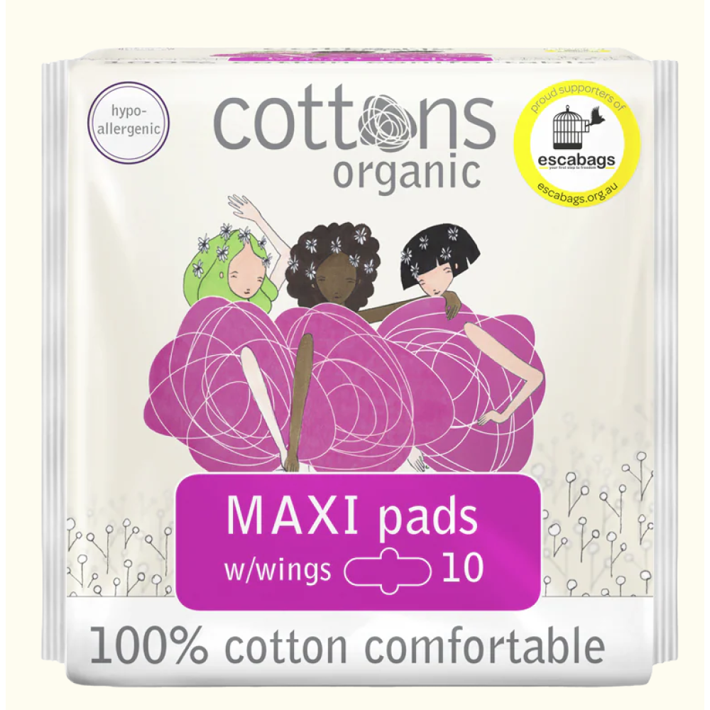 Cottons Organic Maxi Pads With Wings 10's