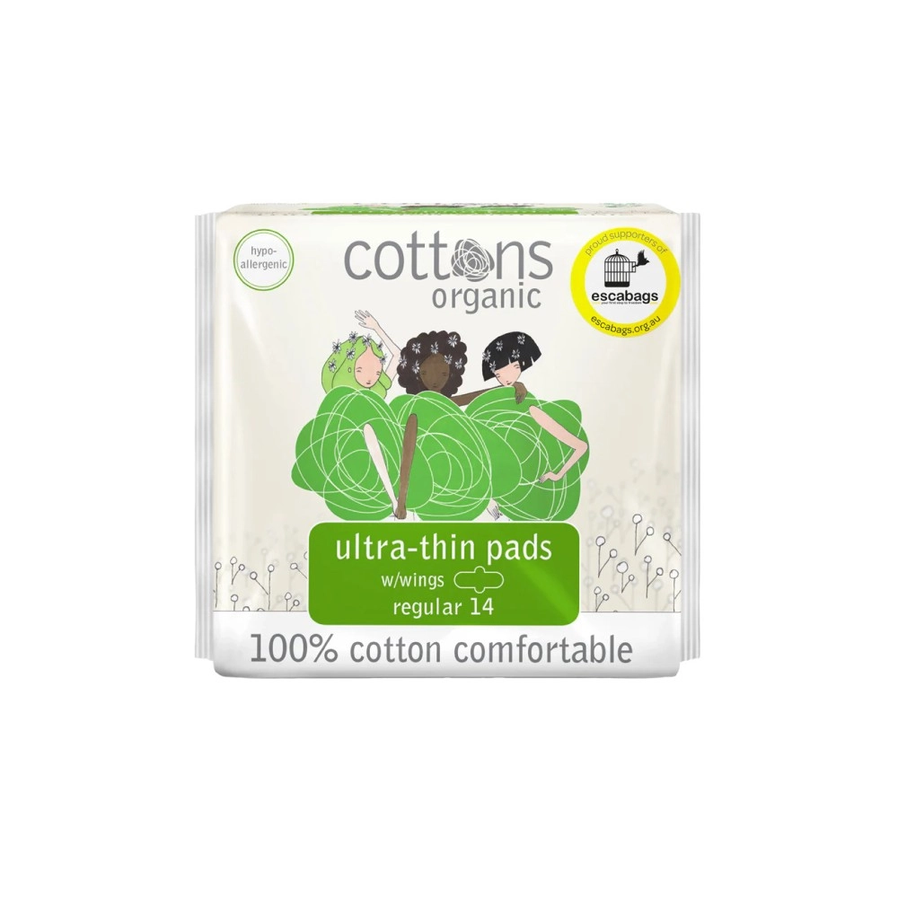 Cottons Ultra Thin Pads With Wings Regular 14's