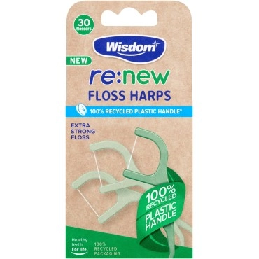 Wisdom RE:New 100% Recycled Plastic Floss Harps 30s