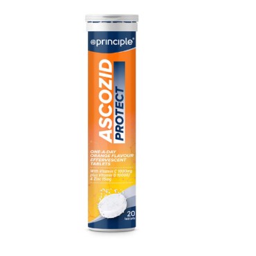 Principle Health Care Ascozid Protect Vit C 1000mg, D3 1000IU + Zinc 15mg(Orange Flavour) -20s
