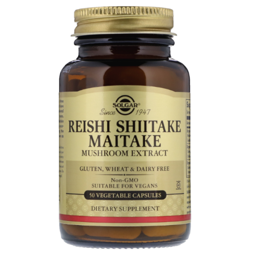 Solgar Reishi Shiitake Maitake Mushroom Extract Vegetable Capsules 50’s