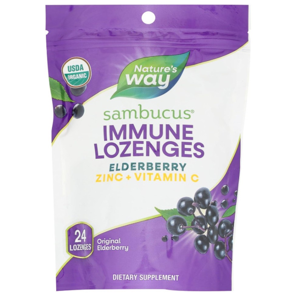 Natures Way Sambucus Organic Zinc Original Elderberry Lozenges 24's