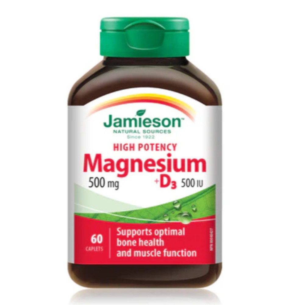 Jamieson Magnesium 500MG+ 500 IU D3 Caplets 60`S