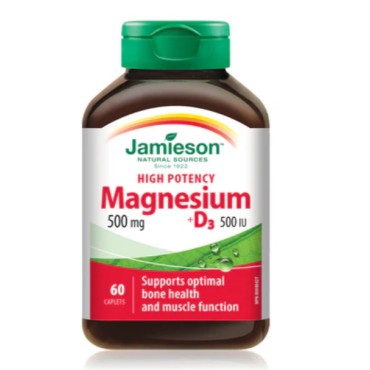 Jamieson Magnesium 500MG+ 500 IU D3 Caplets 60`S