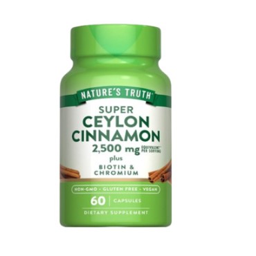Nature's Truth Ceylon Cinnamon 2500mg w/Biotin&chromium QR veg caps 60