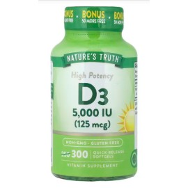 Nature's Truth, Vitamin D3, 125 mcg (5000 IU), 300 Quick Release Softgels