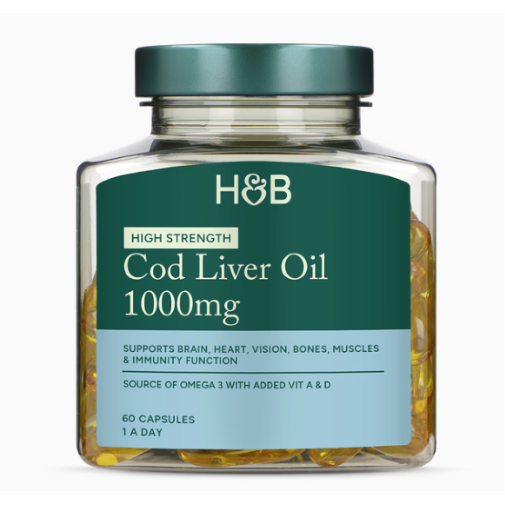 Holland & Barrett Cod Liver Oil 1000mg Softgel (SFG) Capsules 60s