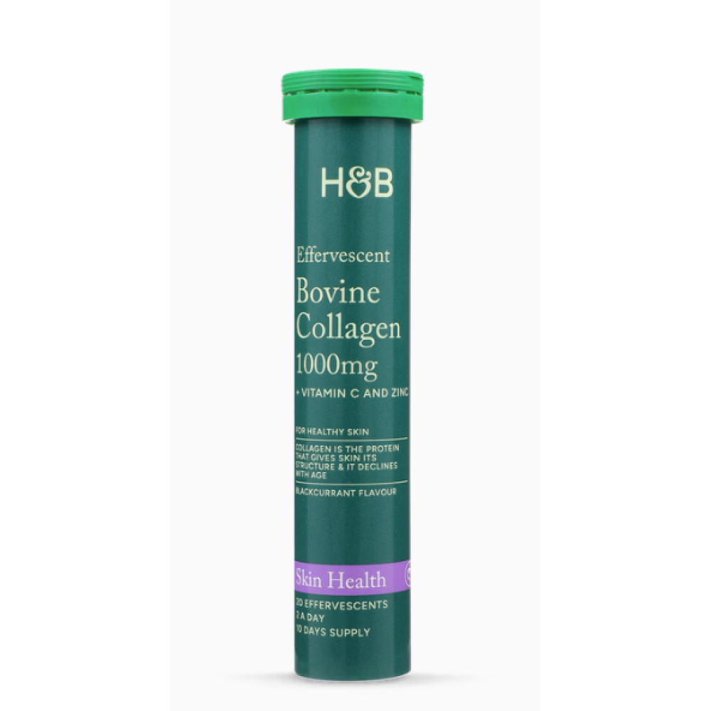 Holland & Barrett Bovine Collagen Blackcurrant Effervescent 1000mg 20 Tablets 