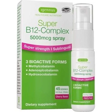 Igennus Super Vitamin B12 Complex 5000mcg Sublingual Spray 45 Servings