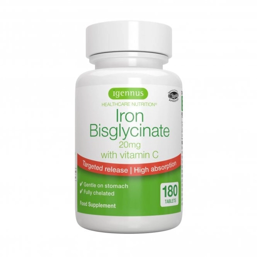 Igennus Healthcare Nutrition Iron Bisglycinate 20mg with Vitamin C Tablets 180s