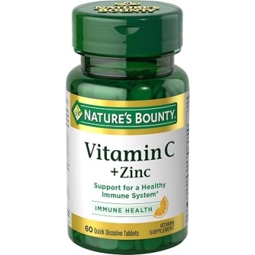 Nature's Bounty Vitamin C + Zinc Quick Dissolve Veg Tabs 60's