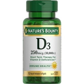 Nature's Bounty D3 250mcg (10,000 IU) Rapid Release Softgels 72s