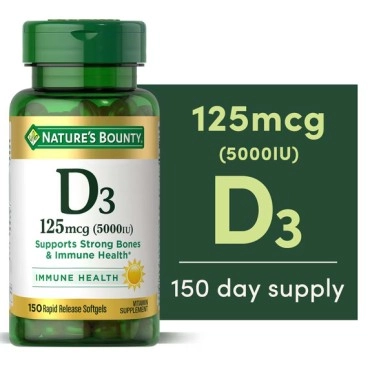 Nature's Bounty D3 125mcg (5000 IU) Rapid Release Softgels 150s