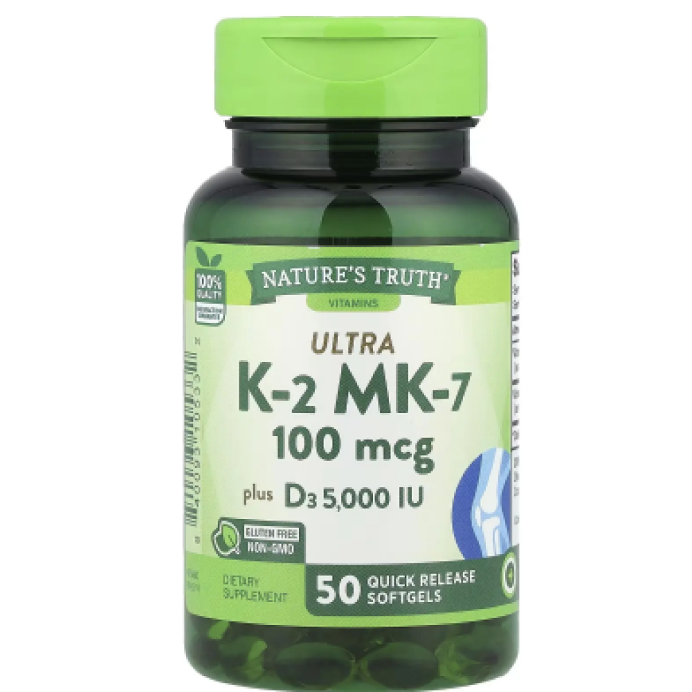 Nature's Truth K2(Mk-7) 100Mcg W/D3 5000Iu Qr Softgels 50s