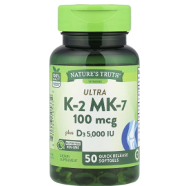 Nature's Truth K2(Mk-7) 100Mcg W/D3 5000Iu Qr Softgels 50s