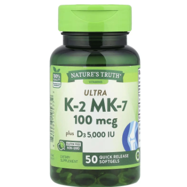 Nature's Truth K2(Mk-7) 100Mcg W/D3 5000Iu Qr Softgels 50s