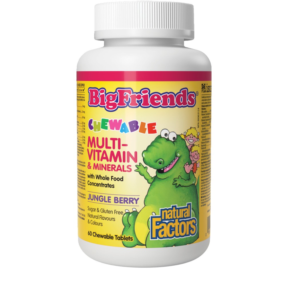 Natural Factor Big Fiends Chewable Multivitamins & Minerals Jungle Berry Flavour Tablets 60's