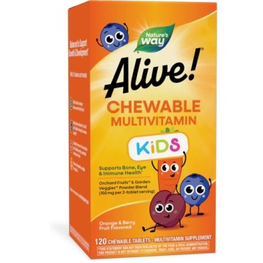 Natures Way Alive Kids Multivitamin Orange & Berry Flavored Chewable Tablets 120's