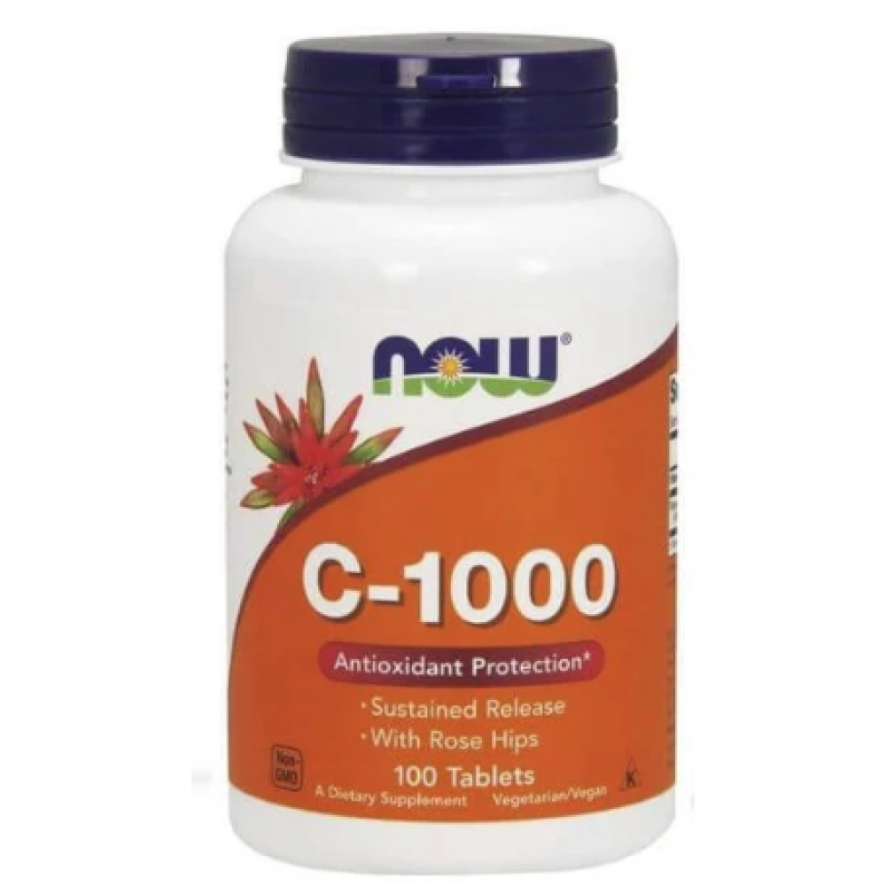 NOW Vitamin C 1000mg Sustained Release Tablets 100s With Rosehips 