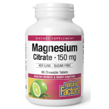 Natural Factors Magnesium Citrate Key Lime 150 mg Chewable Tabs 60's