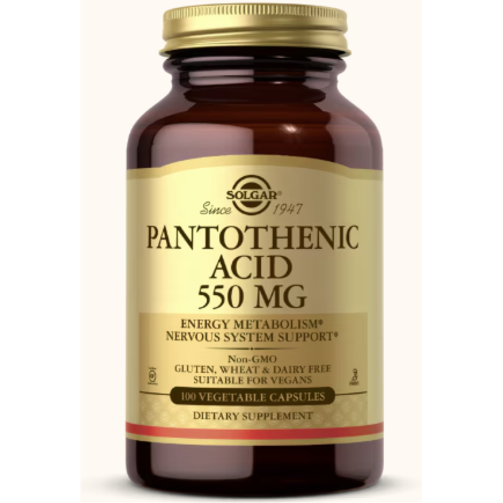 Solgar Pantothenic Acid 550mg Vcaps 100's