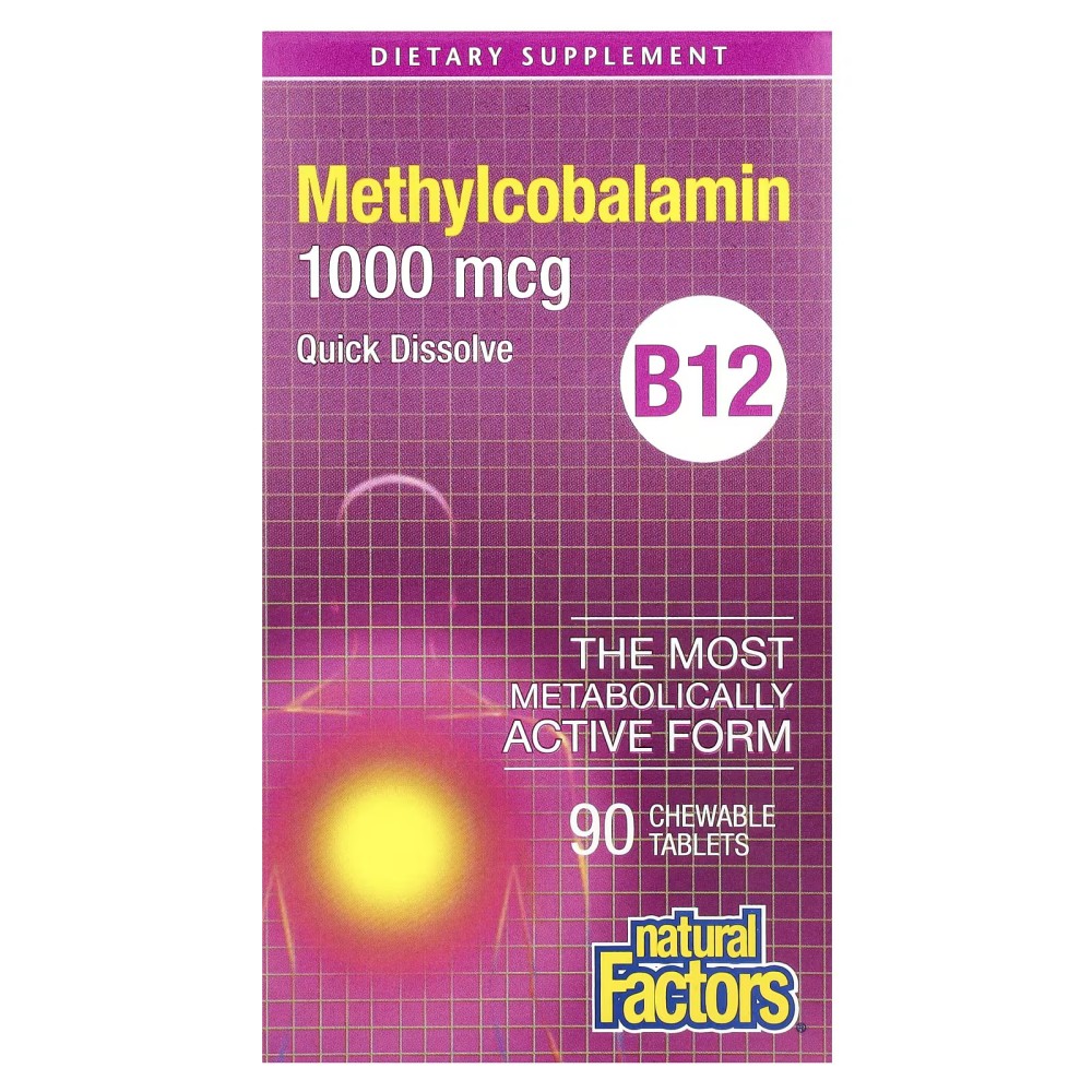 Natural Factor Vitamin B12 Methylcobalamin 1,000mcg Sublingual Tablets 90's