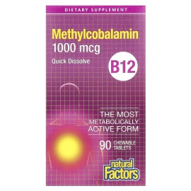 Natural Factor Vitamin B12 Methylcobalamin 1,000mcg Sublingual Tablets 90's