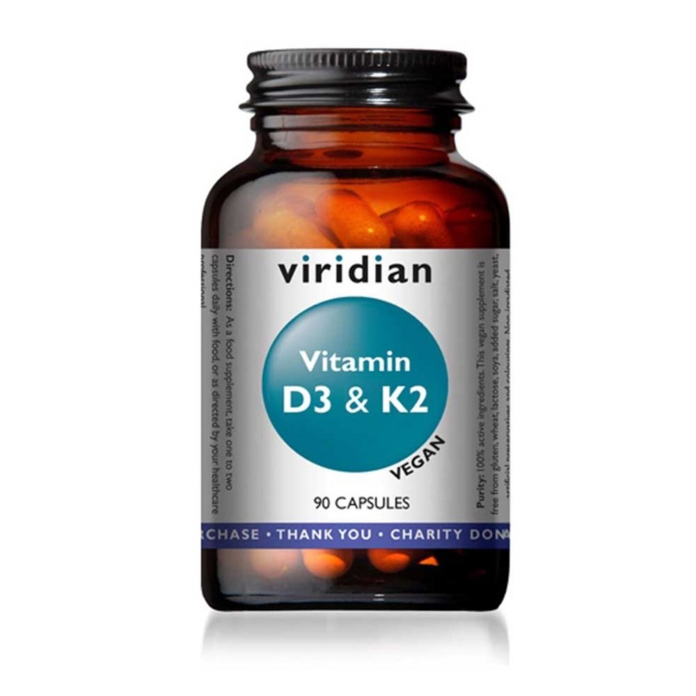 Viridian Vitamin D3 1000iu & K2 45ug MK7 Vcaps 90's