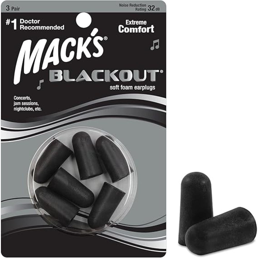 Mack's Blackout Soft Foam Ear ;Plugs 3Pairs