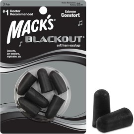 Mack's Blackout Soft Foam Ear ;Plugs 3Pairs
