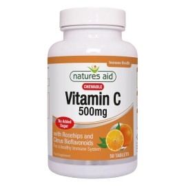 Nature's Aid Vitamin C  500mg Sugar Free Chewable  (Rosehips & Citrus Bioflavonoids) 50's