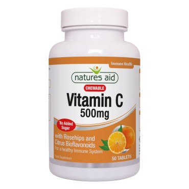 Nature's Aid Vitamin C  500mg Sugar Free Chewable  (Rosehips & Citrus Bioflavonoids) 50's