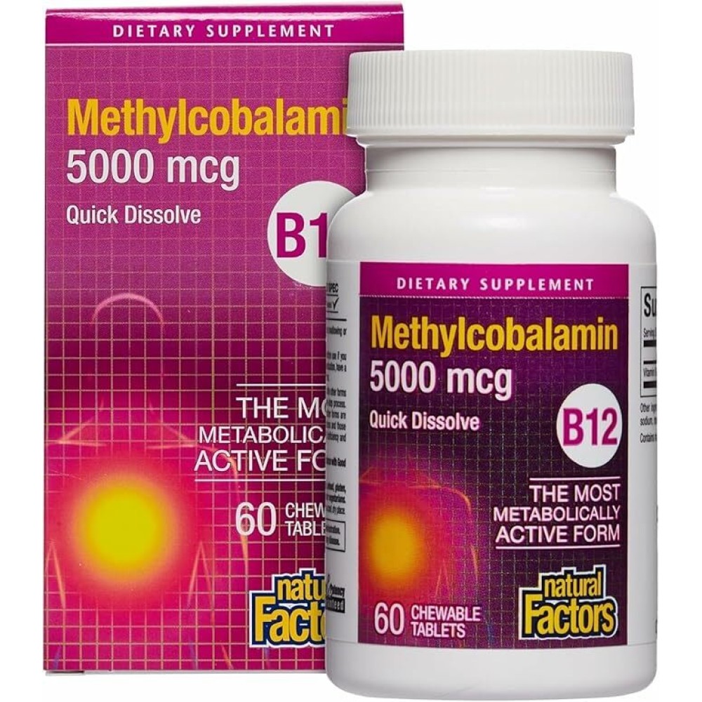 Natural Factors B12 Methylcobalamin 5000 mcg Sublingual Tablets 60's