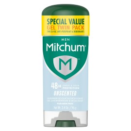 Mitchum Men’s  48H Sweat & Odor Protection Unscented TAntiperspirant & Deodorant Gel 96g, Twin Pack