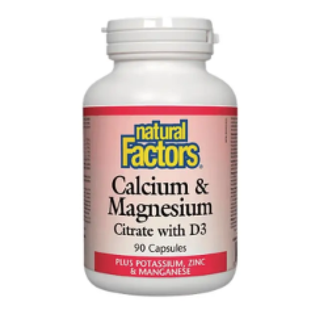 Natural Factors Calcium & Magnesium Citrate With D3 Plus Potassium, Zinc & Manganese 90’s