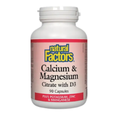 Natural Factors Calcium & Magnesium Citrate With D3 Plus Potassium, Zinc & Manganese 90’s