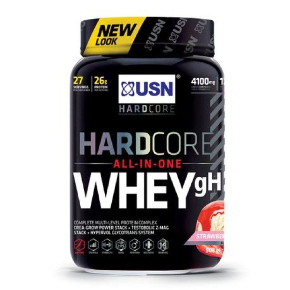 USN Hardcore Whey gH Strawberry Smoothie 908g