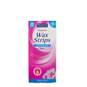 Beauty Formulas Vitamin E Wax Strips Legs & Body Hair Remover 20's 