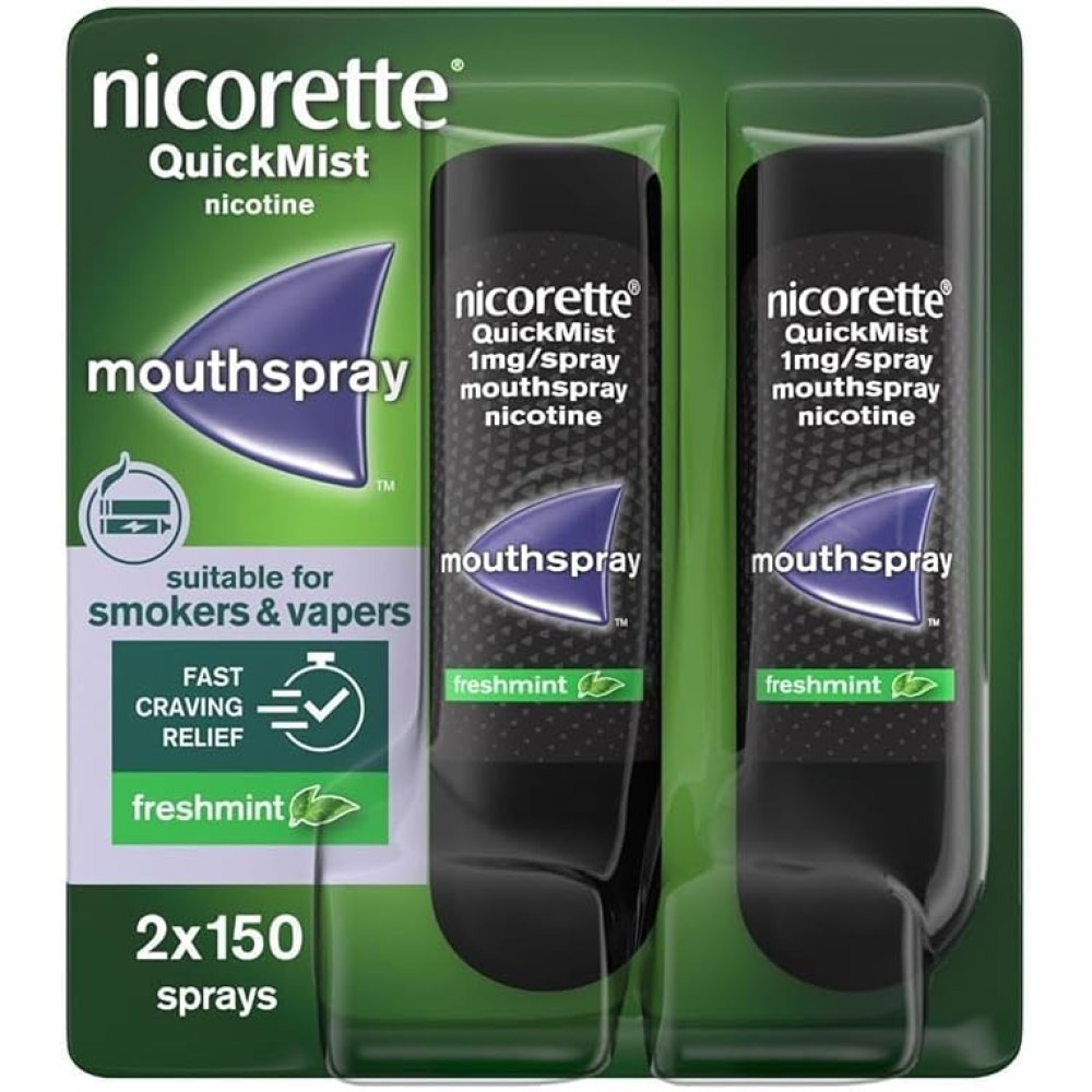 Nicorette QuickMist Mouthspray, Freshmint (2 x 150 Sprays)