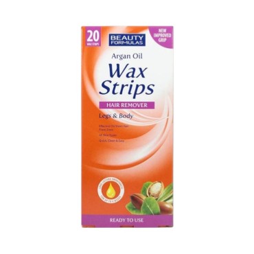 Beauty Formulas Argan Oil Wax Strips Legs & Body Hair Remover 20's 