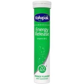 Valupak Effervescent Energy Release Vitamin B+C Tablets 20s