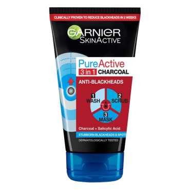 Garnier Pure Active 3 In 1 Charcoal Wash 150ml
