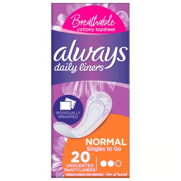 Always Daily Liners Normal  Unscented 20's