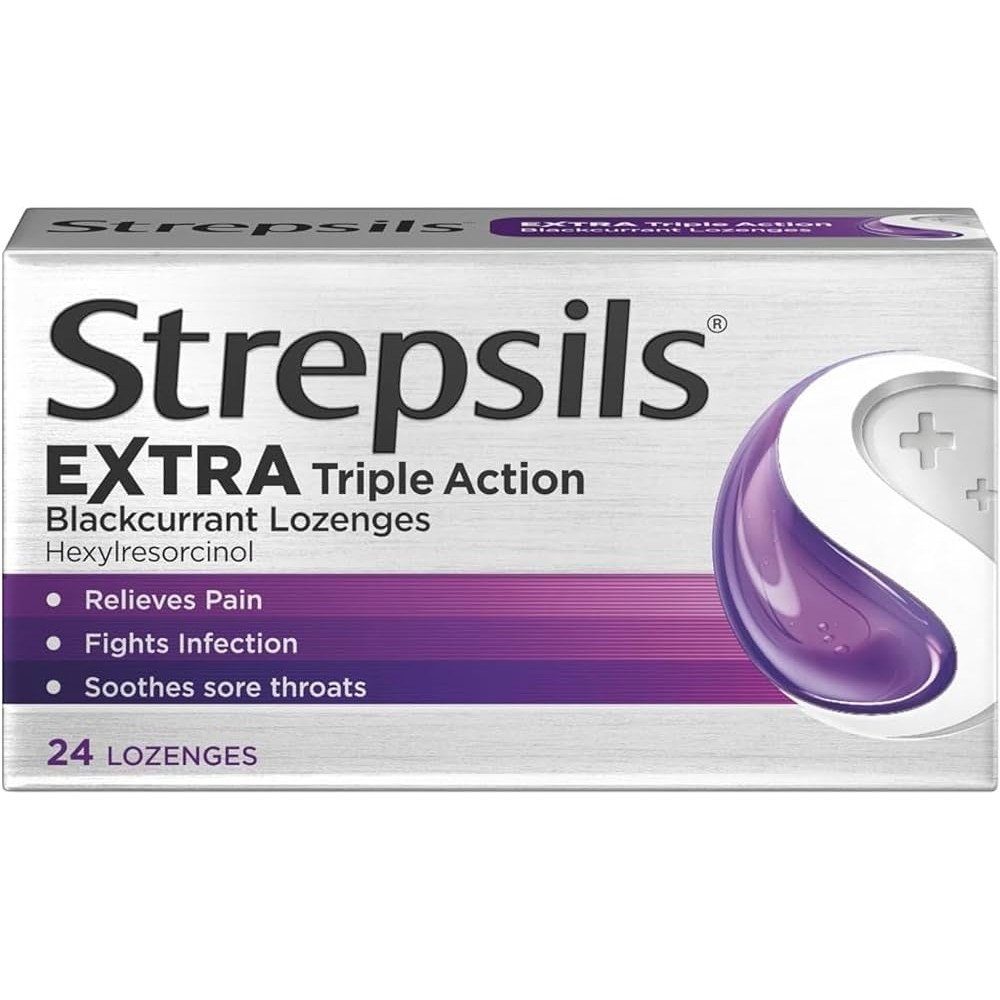Strepsils Extra Triple Action Blackcurrant Lozenges 24's