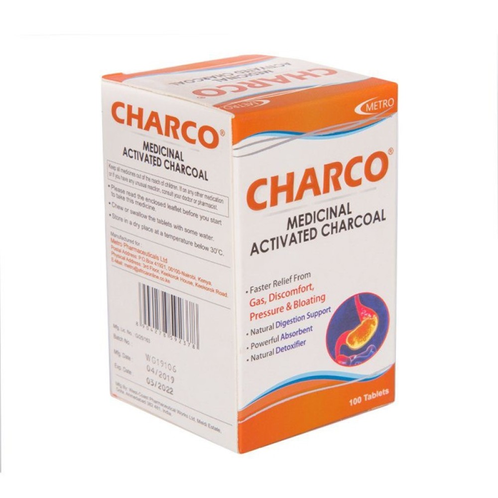 Charco Medicinal Activated Charcoal 100's