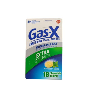 Gas-X Extra Strength Chewable Gas Relief Tablets with Simethicone 125 mg Peppermint Creme 18's