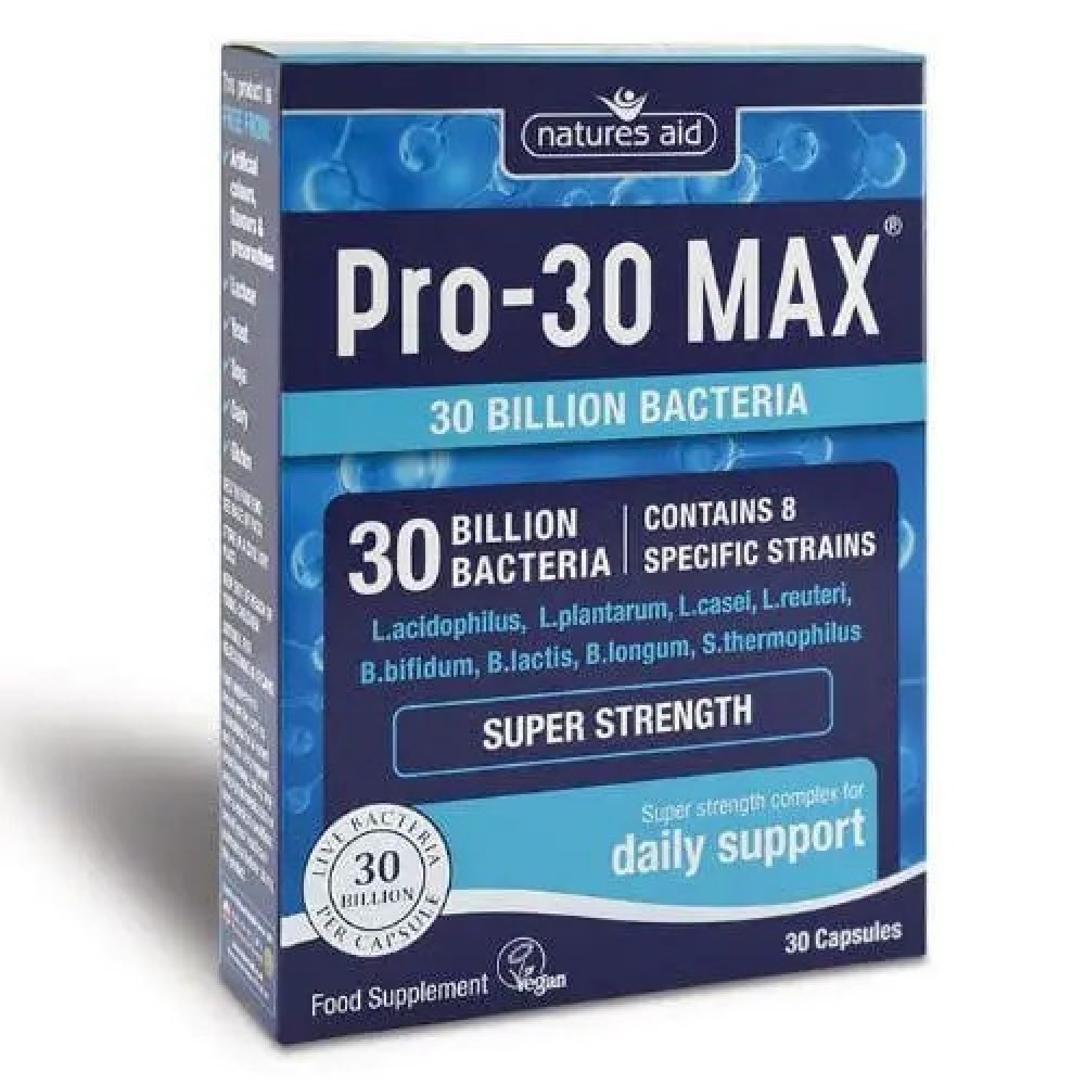 Nature's Aid Pro-30 Max  30 Billion Bacteria 8 Specif Strains 30's