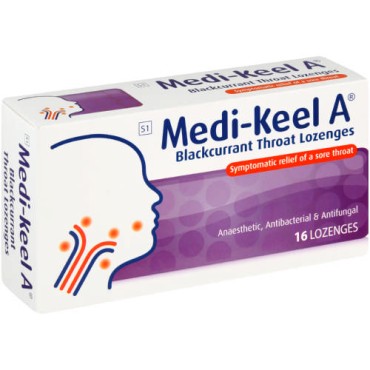 Medi-keel A Blackcurrant Throat Lozenges 16's