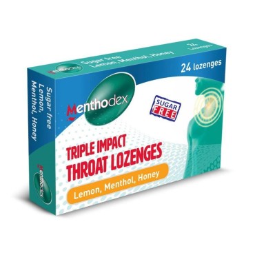 Menthodex Triple Impact Throat Lozenges(lemon, Menthol, Honey) 24,s