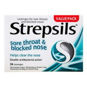 Strepsils Sore Throat And Blocked Nose Lozenges 36's